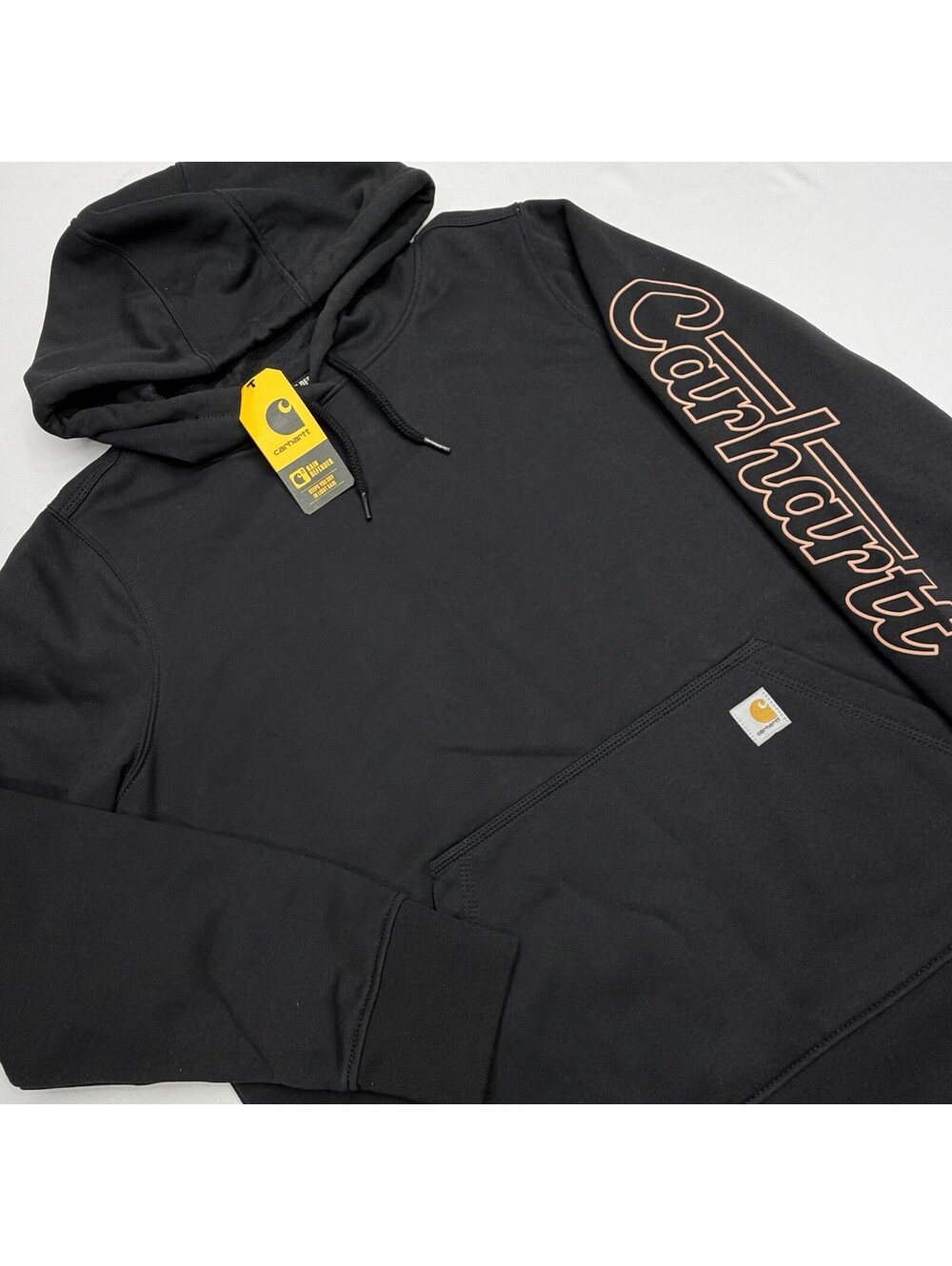 NWT Carhartt Hoodie Women XL Black Rain Defender Relaxed Fit Sleeve Logo